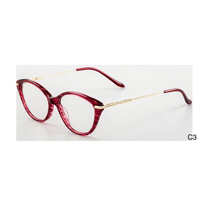 J110805-Retro Cat-eye Acetate Metal Optical Frames - Acet...