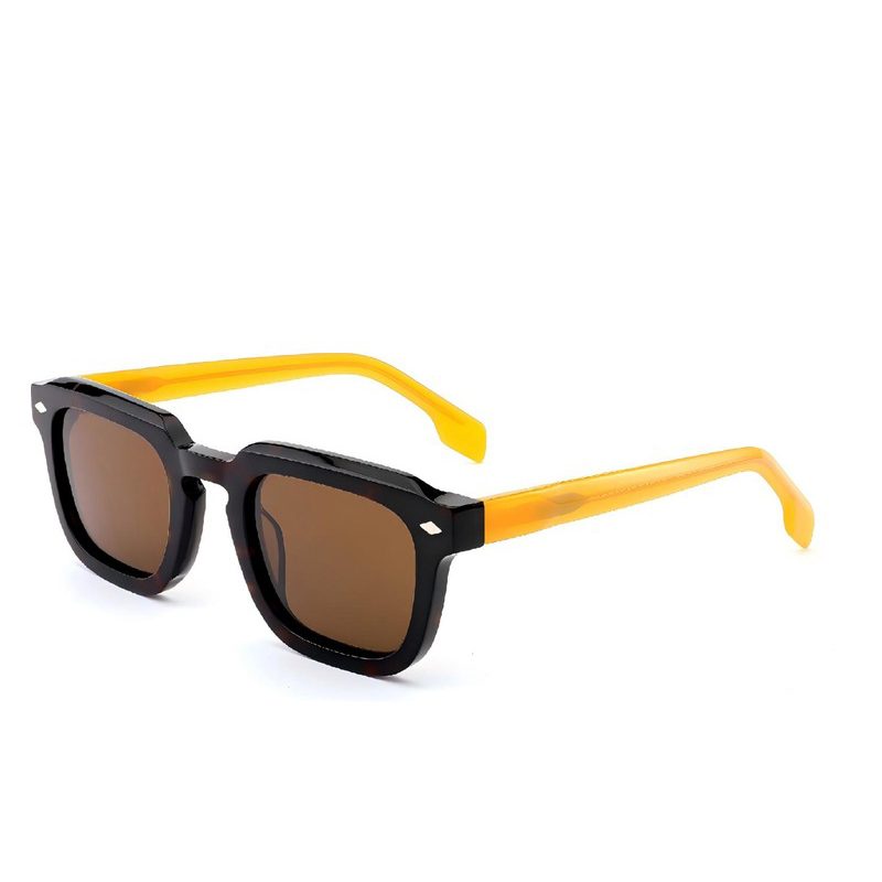 J853T19-Retro Square Acetate Sunglasses - Acetate Sunglas...
