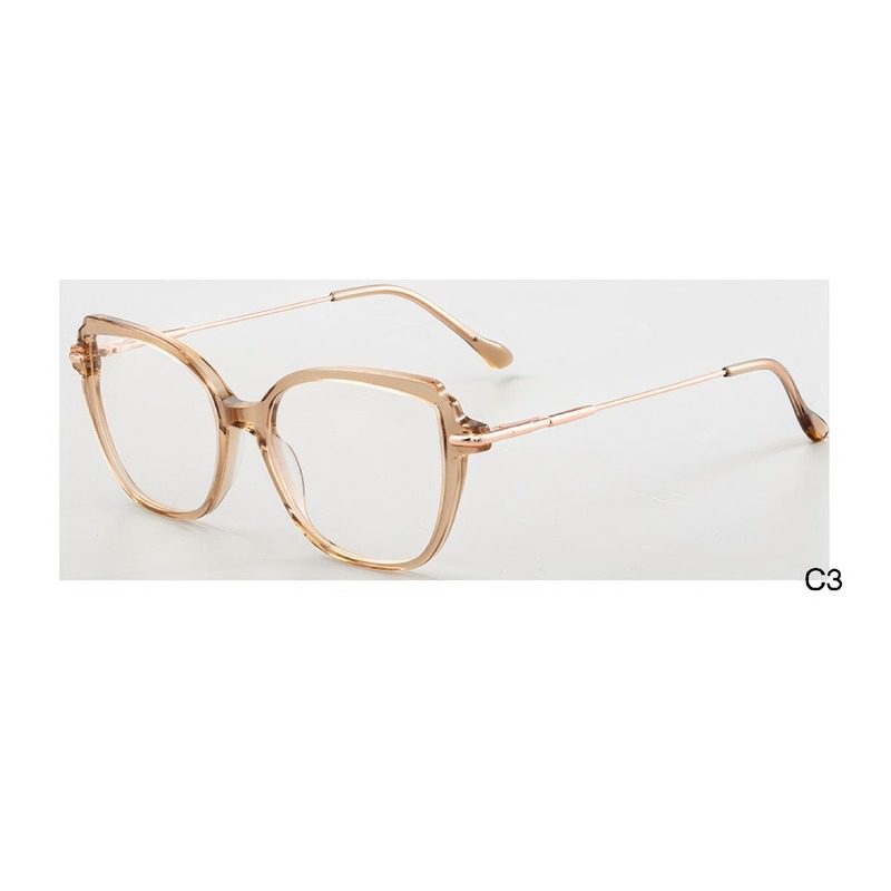 J110806-Retro Square Cat-eye Acetate Metal Optical Frames...