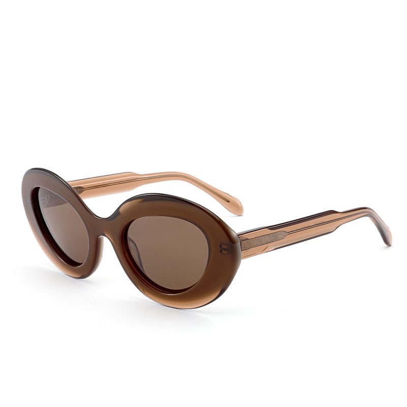 J853CX01-Vintage Oval Acetate Sunglasses - Sunglasses - W...