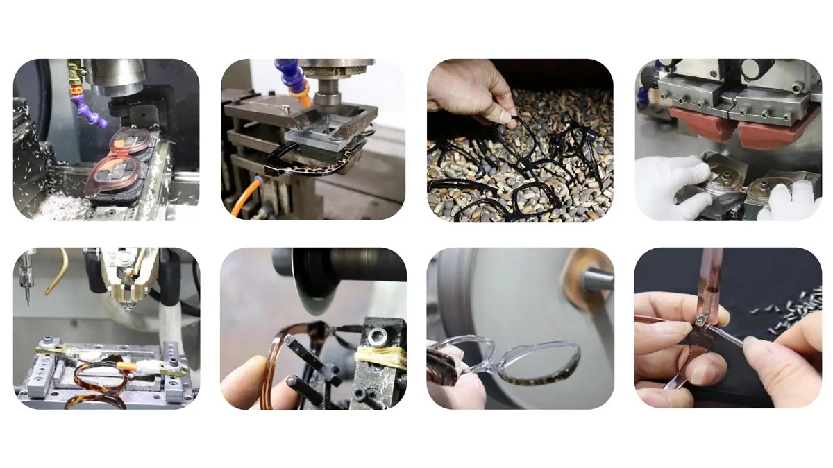 Eyewear production workshop at Dongtian Glasses factory