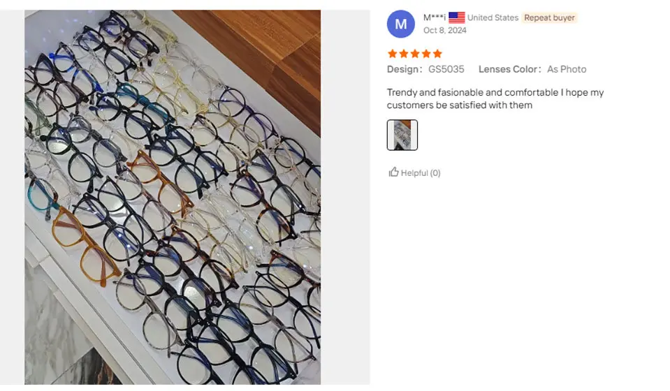 Customer review 1 from Dongtian eyewear brand partner
