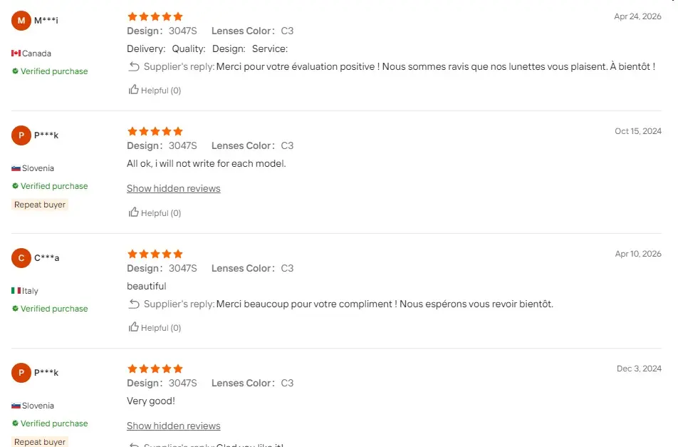 Customer review 5 from Dongtian eyewear brand partner