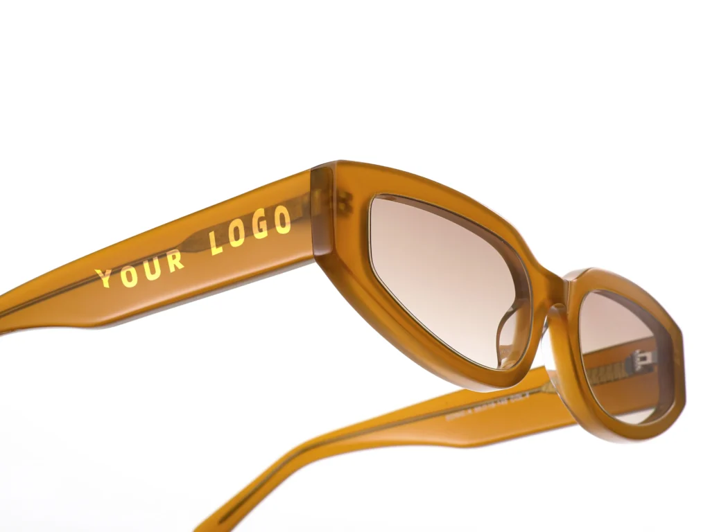 Logo customization for eyewear - laser engraving and printing at Dongtian