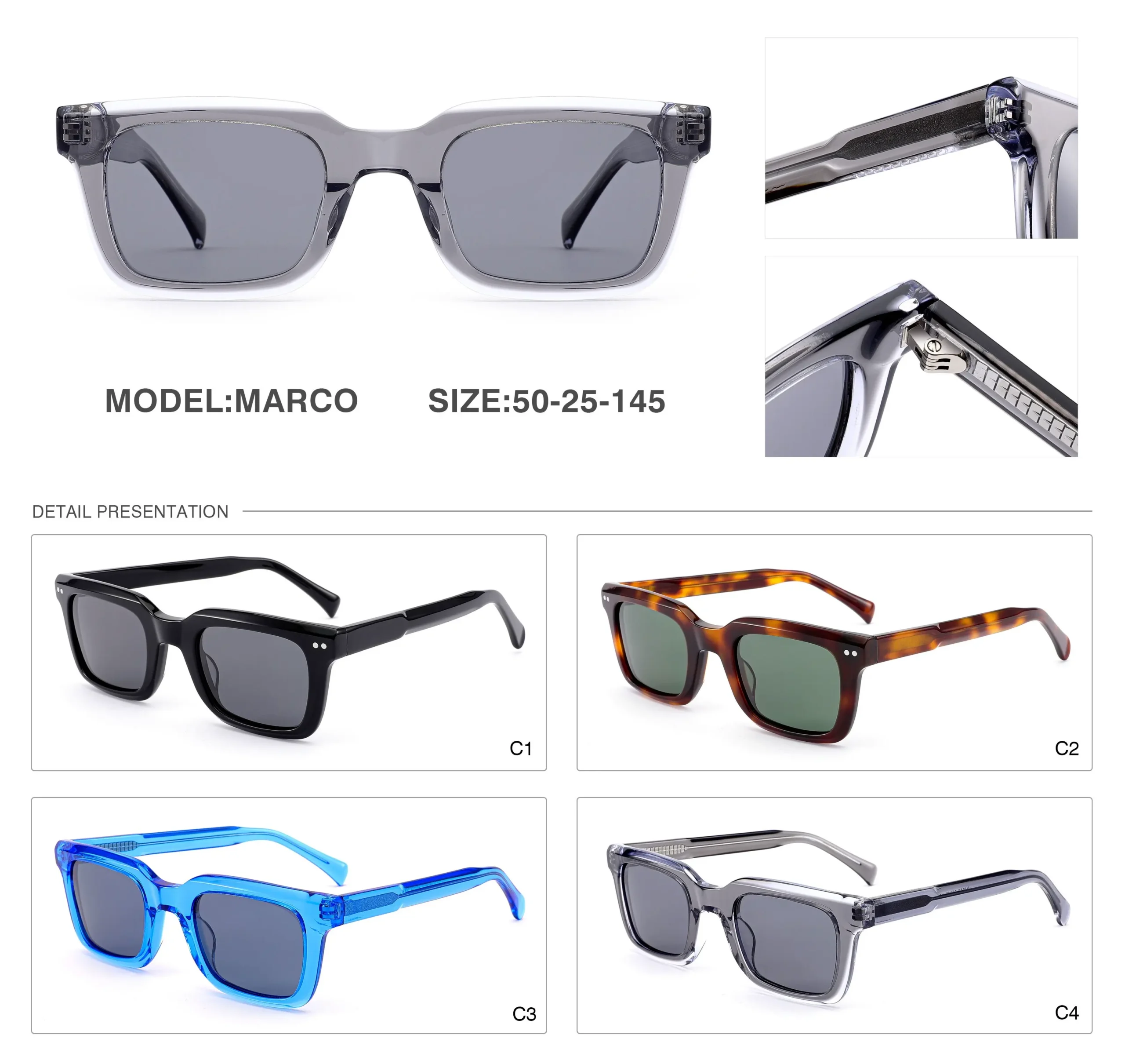 Marco classic square acetate sunglasses - wholesale from Dongtian eyewear factory