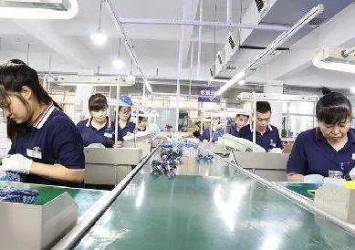 Eyewear assembly production line with skilled workers at Dongtian factory